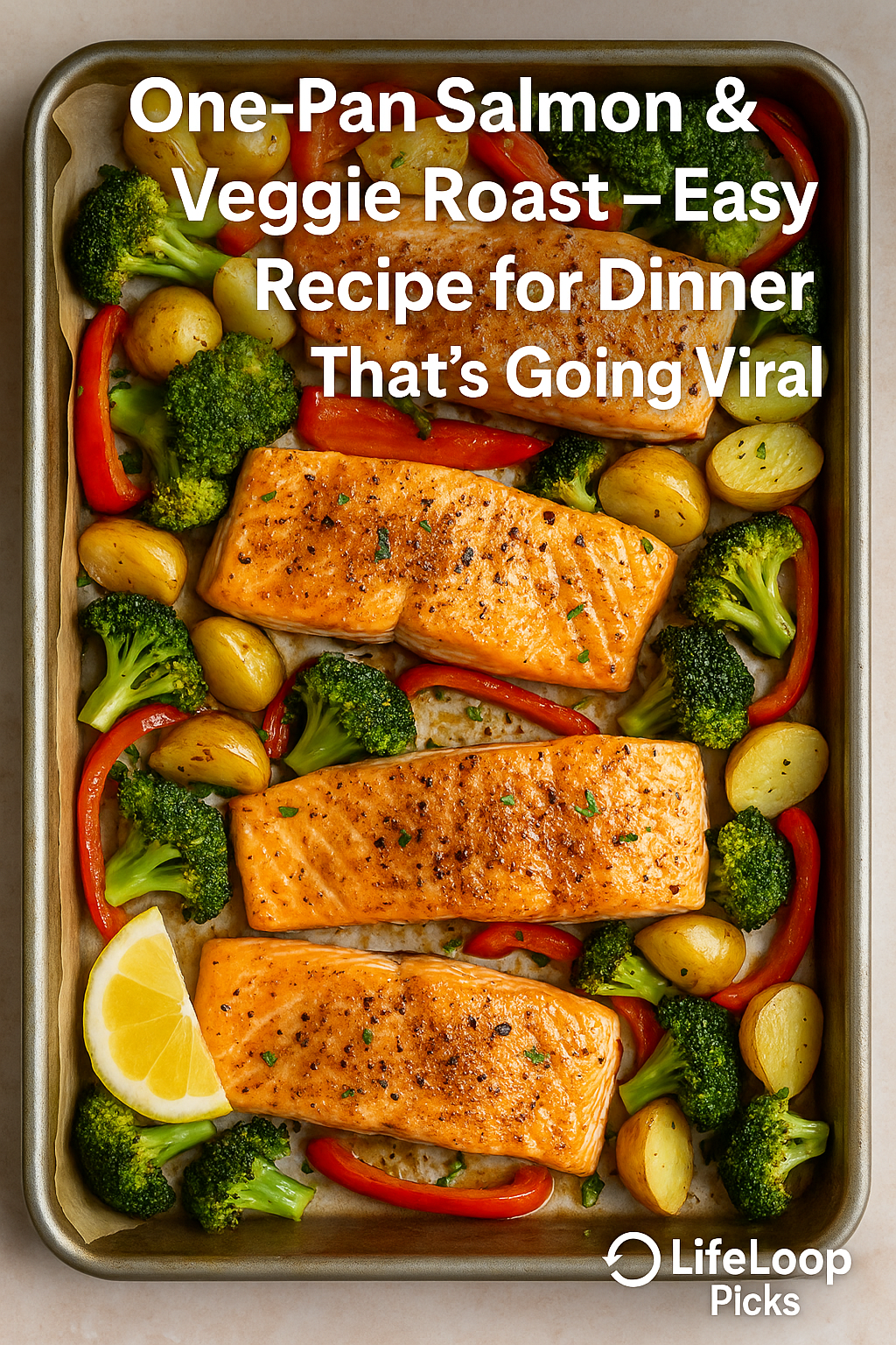 One‑Pan Salmon & Veggie Roast – Easy Recipe for Dinner That’s Going Viral!