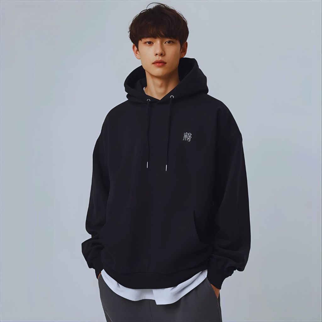 Streetwear-style anime hoodie with minimalist design and modern oversized fit.