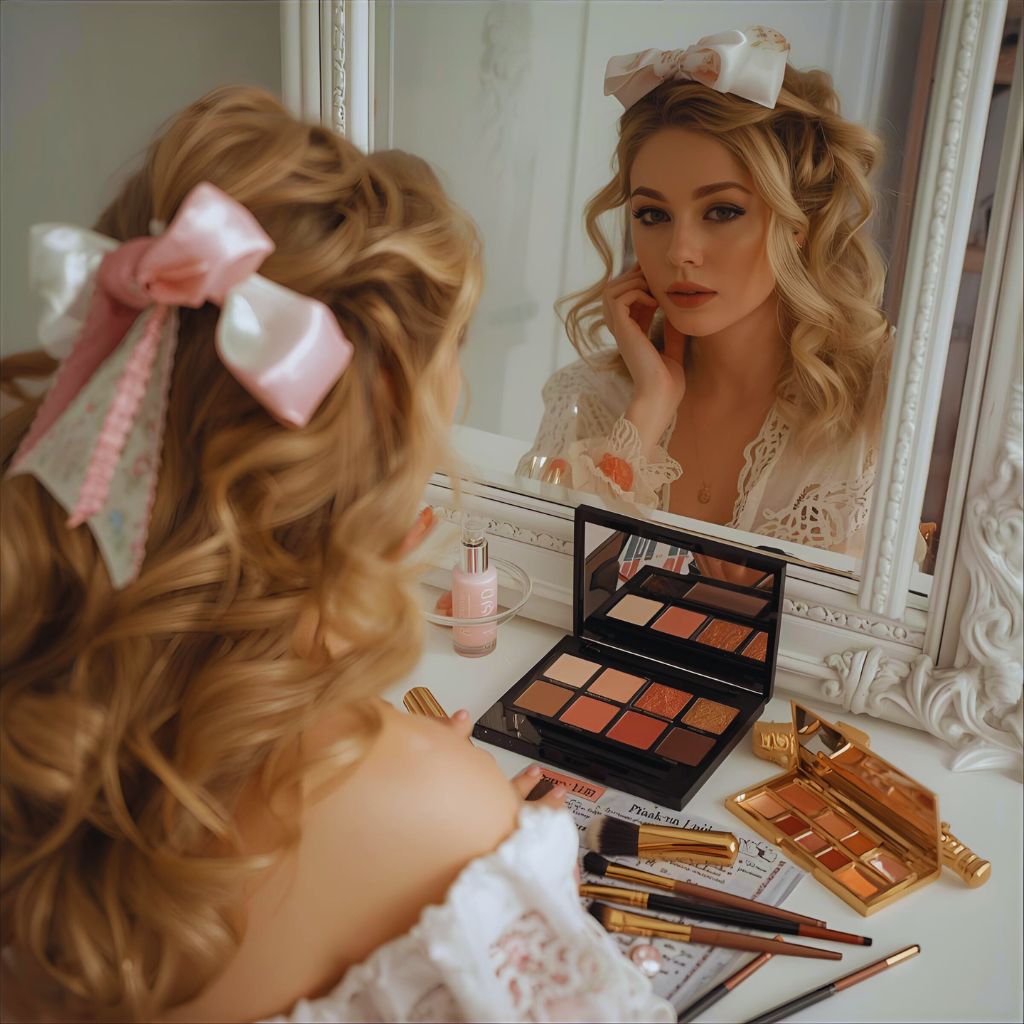 “Channel Rococo beauty with soft curls, rosy blush, and pastel hues — the finishing touch to your dreamy look.”