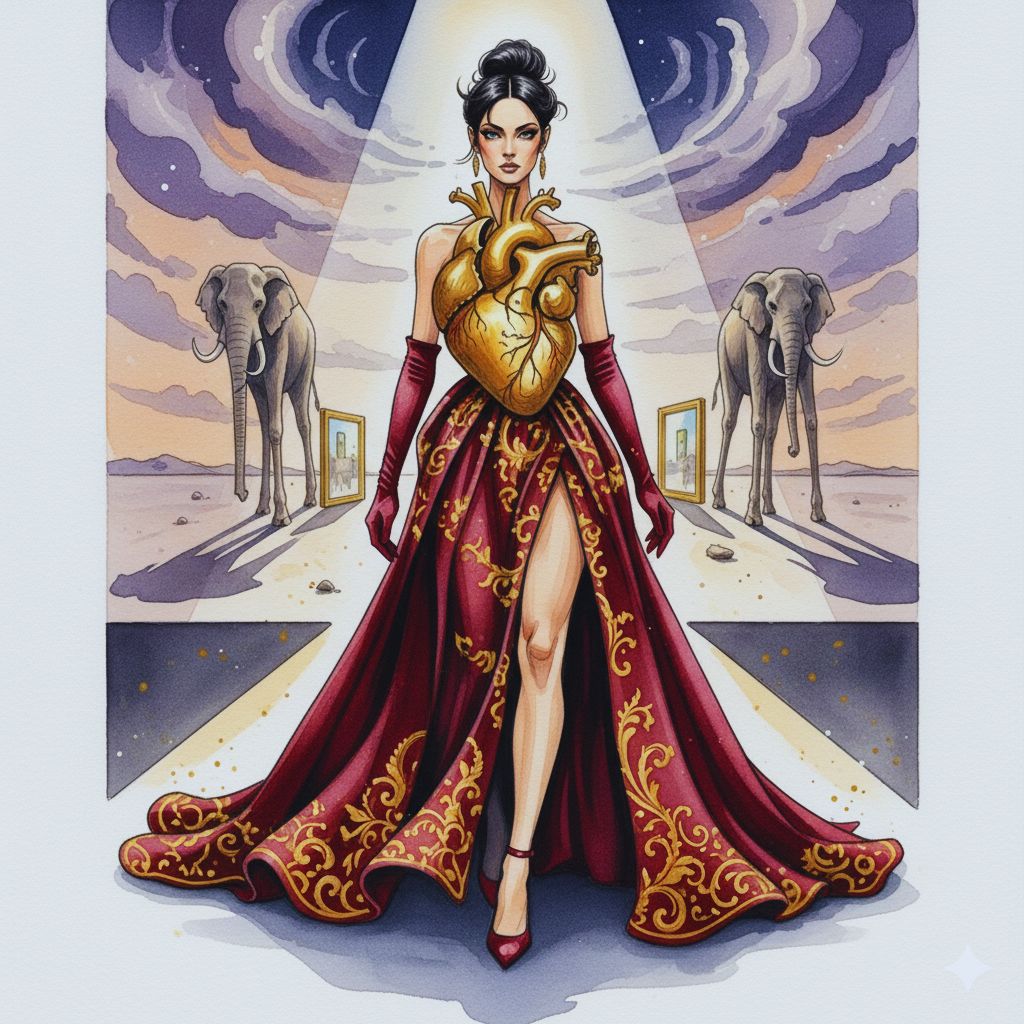 Schiaparelli surreal gold bodice couture inspired by Salvador Dalí