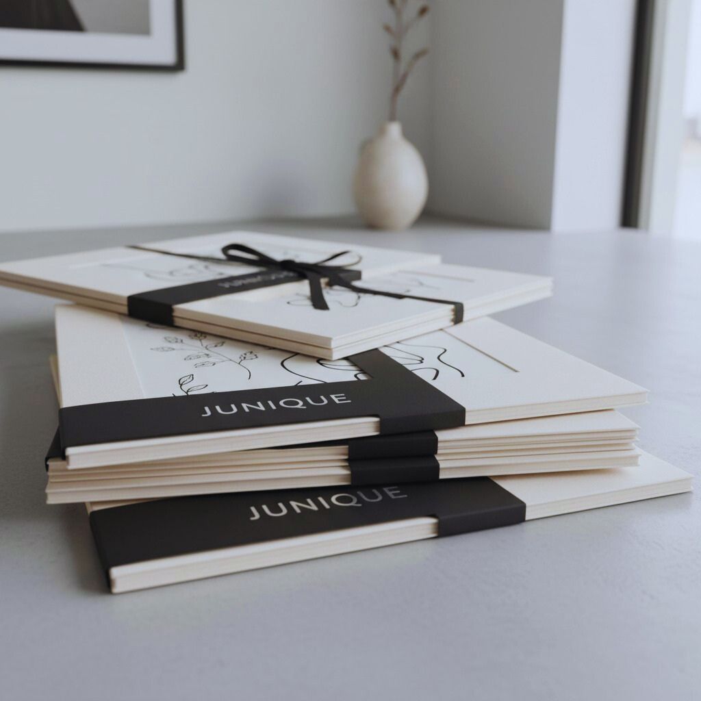 “High-quality Junique minimalist line art prints with elegant packaging and modern aesthetic.”