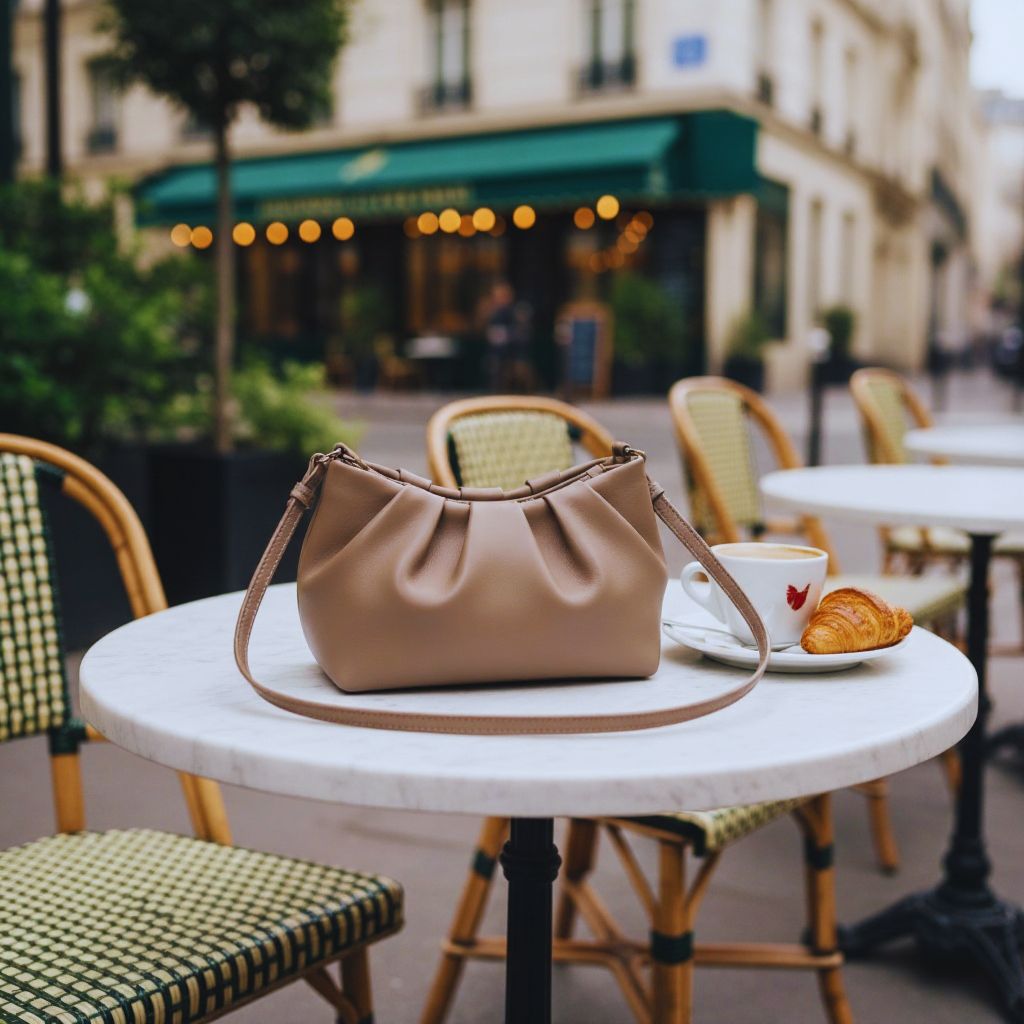 Polène Numéro Un Nano handbag in soft-grain leather with sculpted silhouette and removable strap.