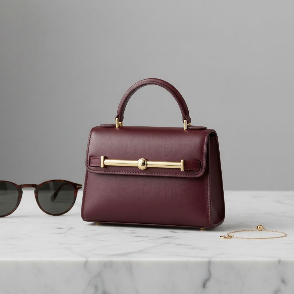 Strathberry East/West Mini bag in calf leather featuring the brand’s gold bar closure and elegant design.