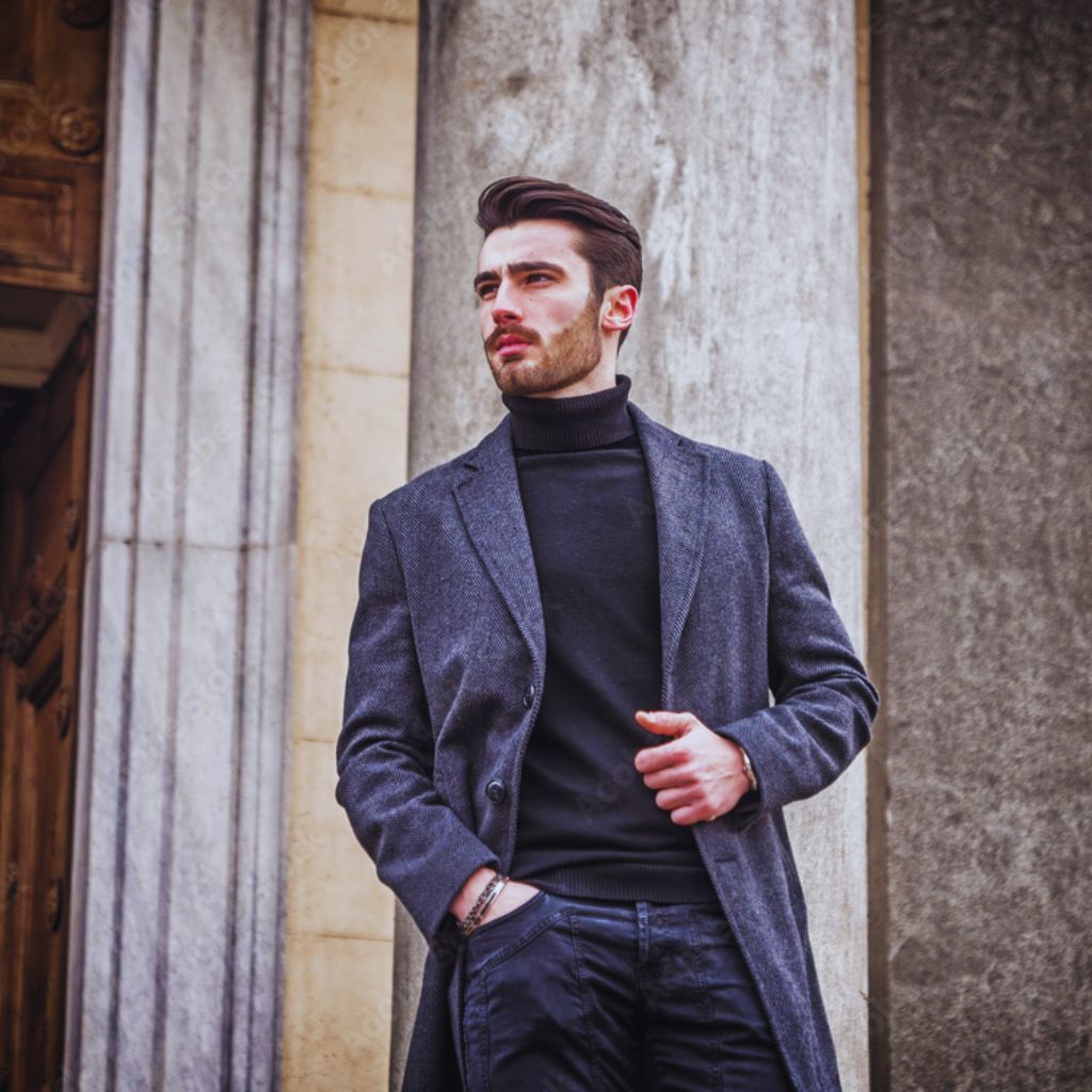 Tweed blazer styled with turtleneck and vintage accessories for a classic Dark Academia outfit.