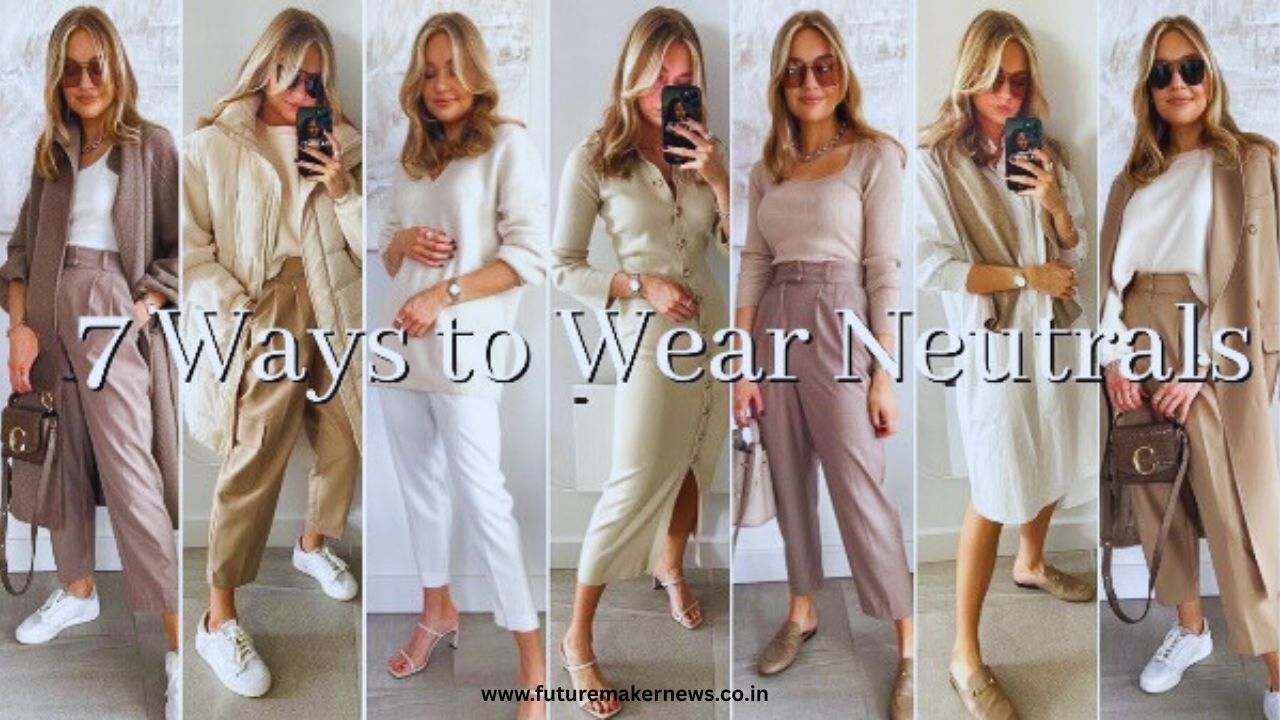 Woman wearing a Vanilla Latte Blonde outfit with a beige trench coat and cream trousers, representing the soft neutral fashion trend of 2025.