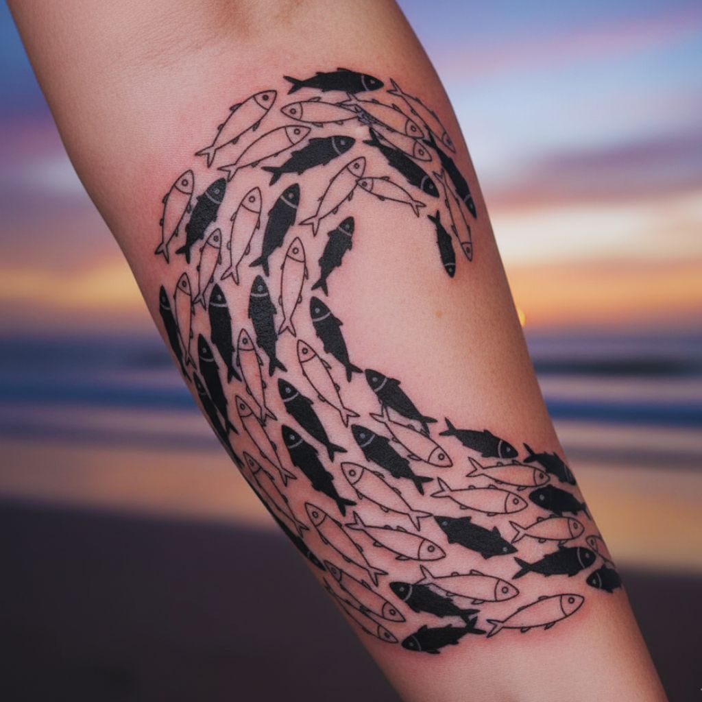 “Minimal, powerful, and bold — the abstract sardine wave.”