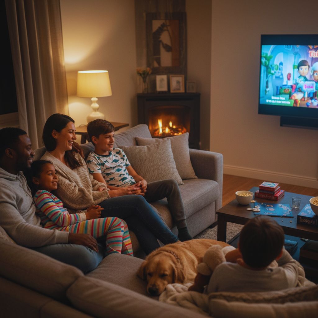 Family enjoying a peaceful evening together.