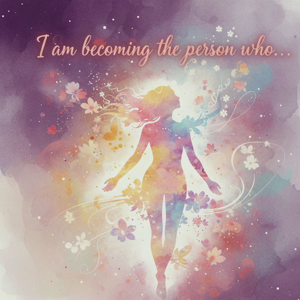 Inspirational manifestation quote about self-growth and becoming your higher self.