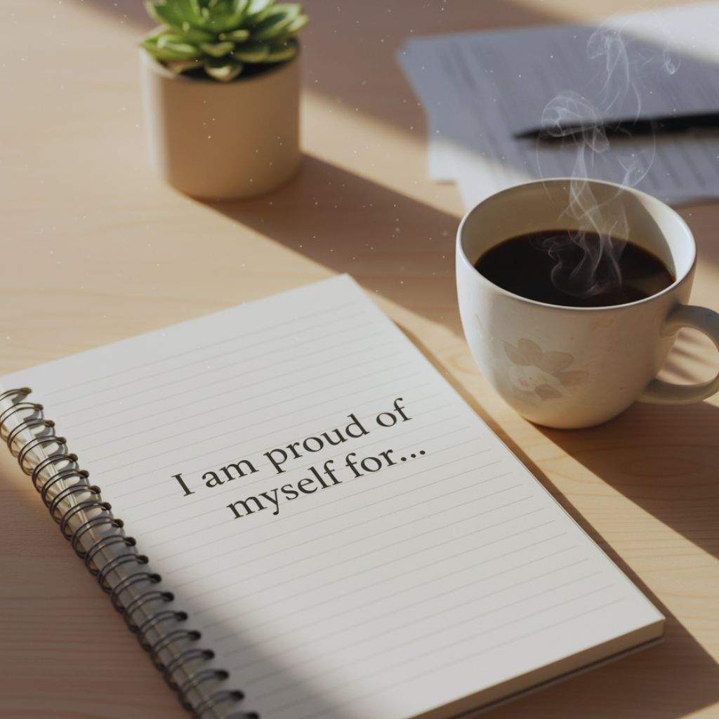 Motivational quote image about self-pride and celebrating progress.