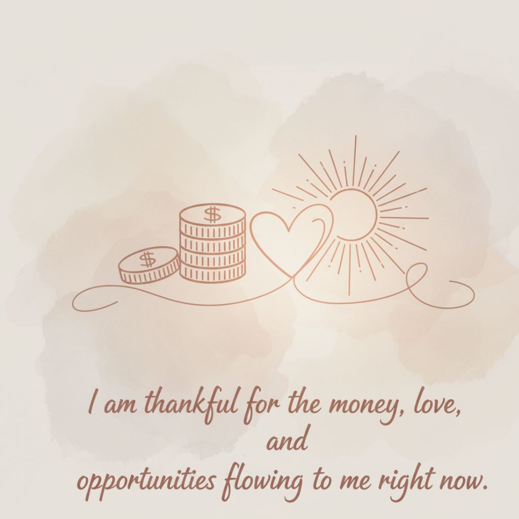Manifestation affirmation about gratitude for abundance and love.