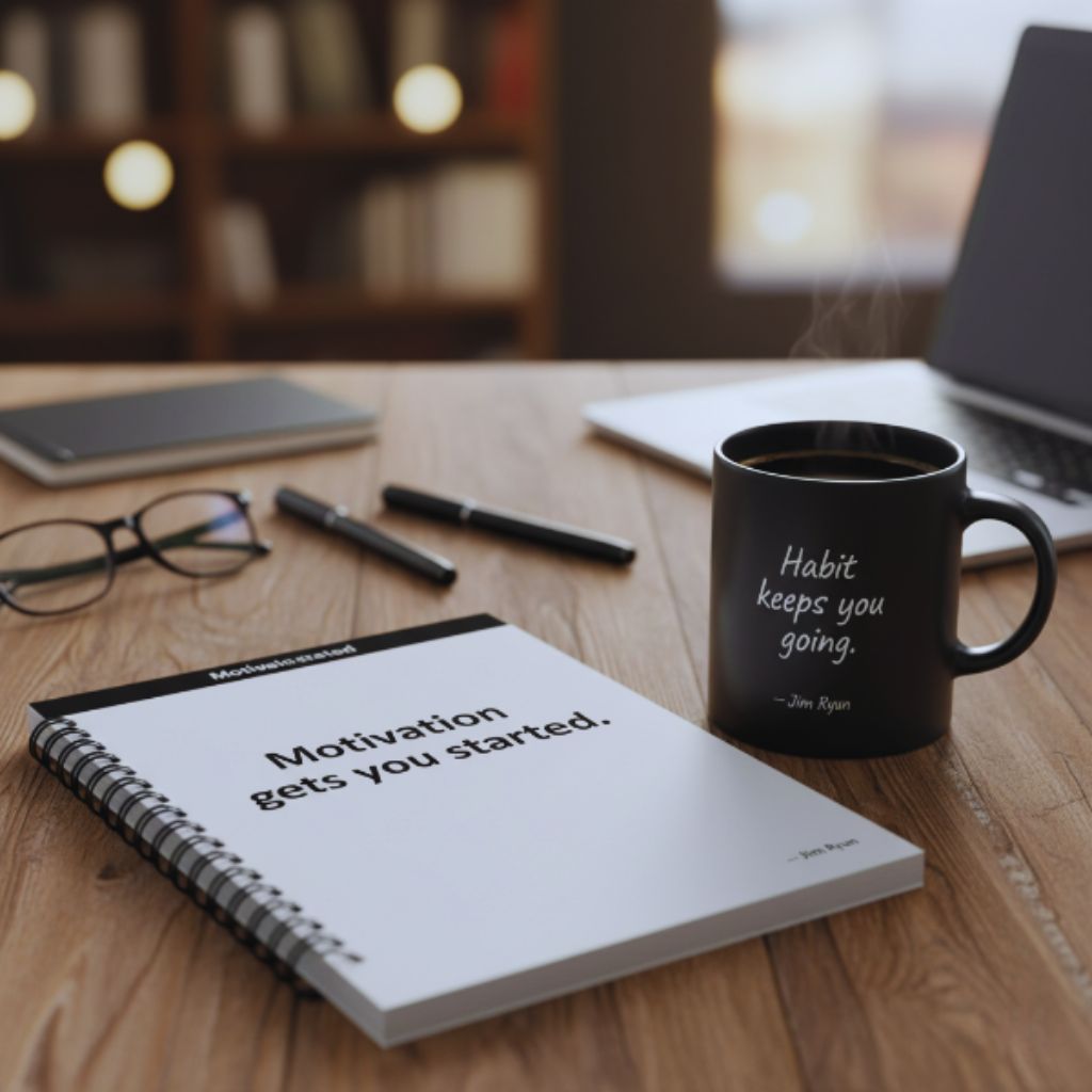 Motivational quote by Jim Ryun about habits and motivation.