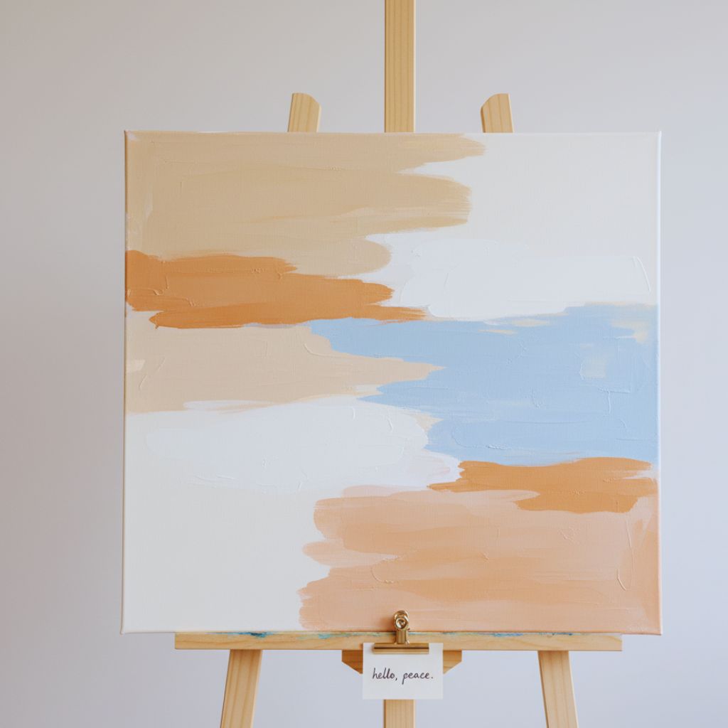 Soft pastel abstract painting with gentle brush textures and minimal tones.