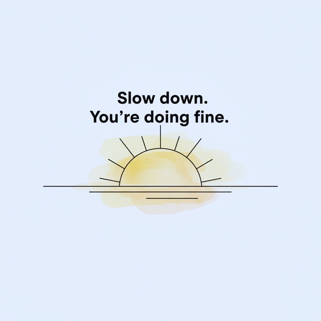 Calming sunrise art with motivational quote.