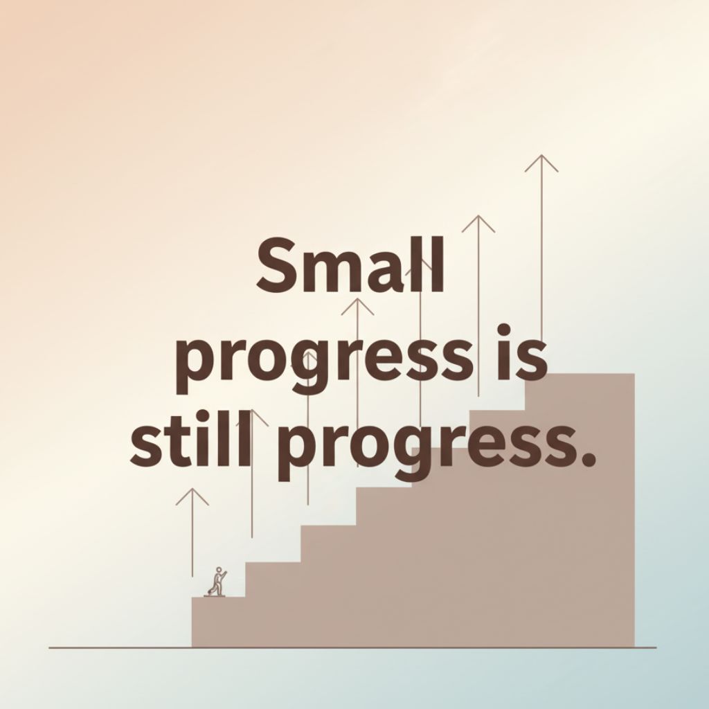 Inspirational quote about appreciating small progress.