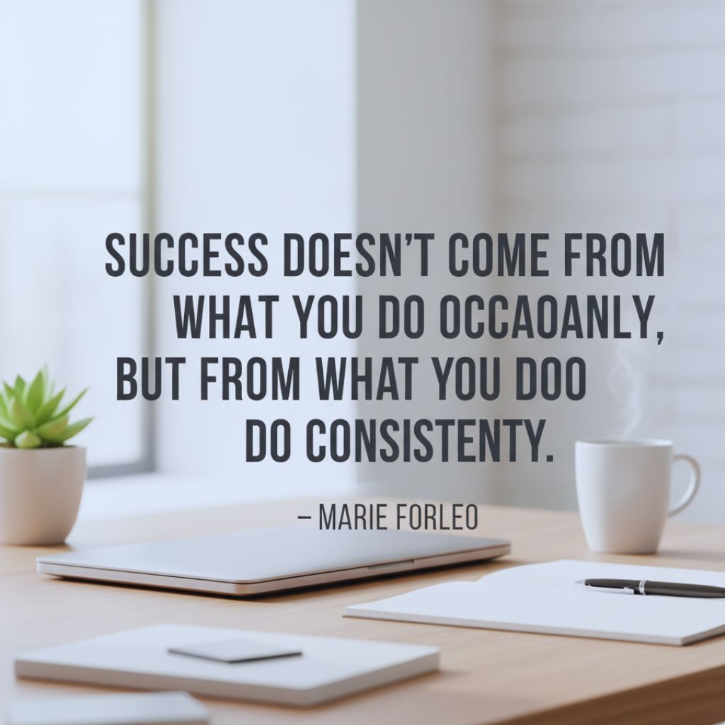 Inspirational consistency quote by Marie Forleo about daily effort.