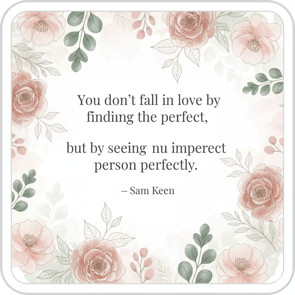 Romantic quote about accepting imperfections in love.