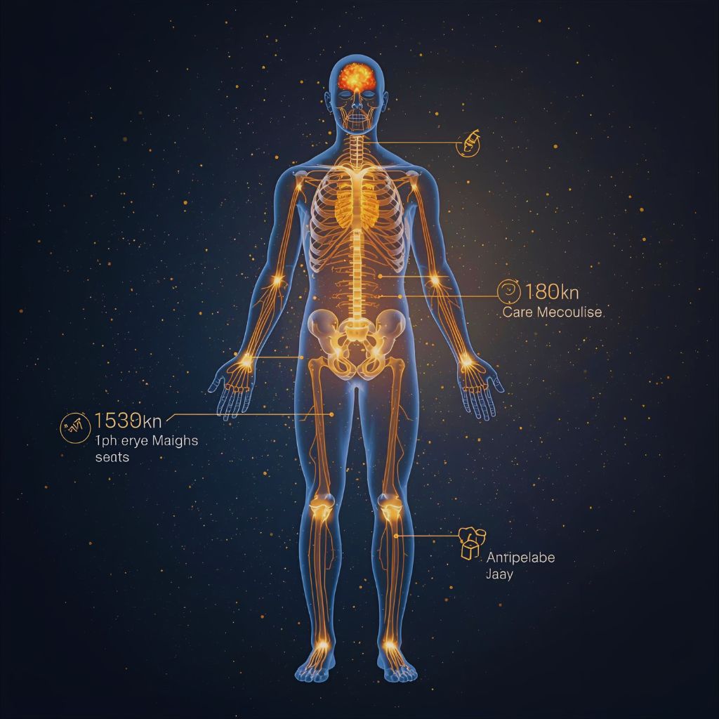 Illustration showing the human body entering metabolic fasting mode with reduced glucose and energy conservation.