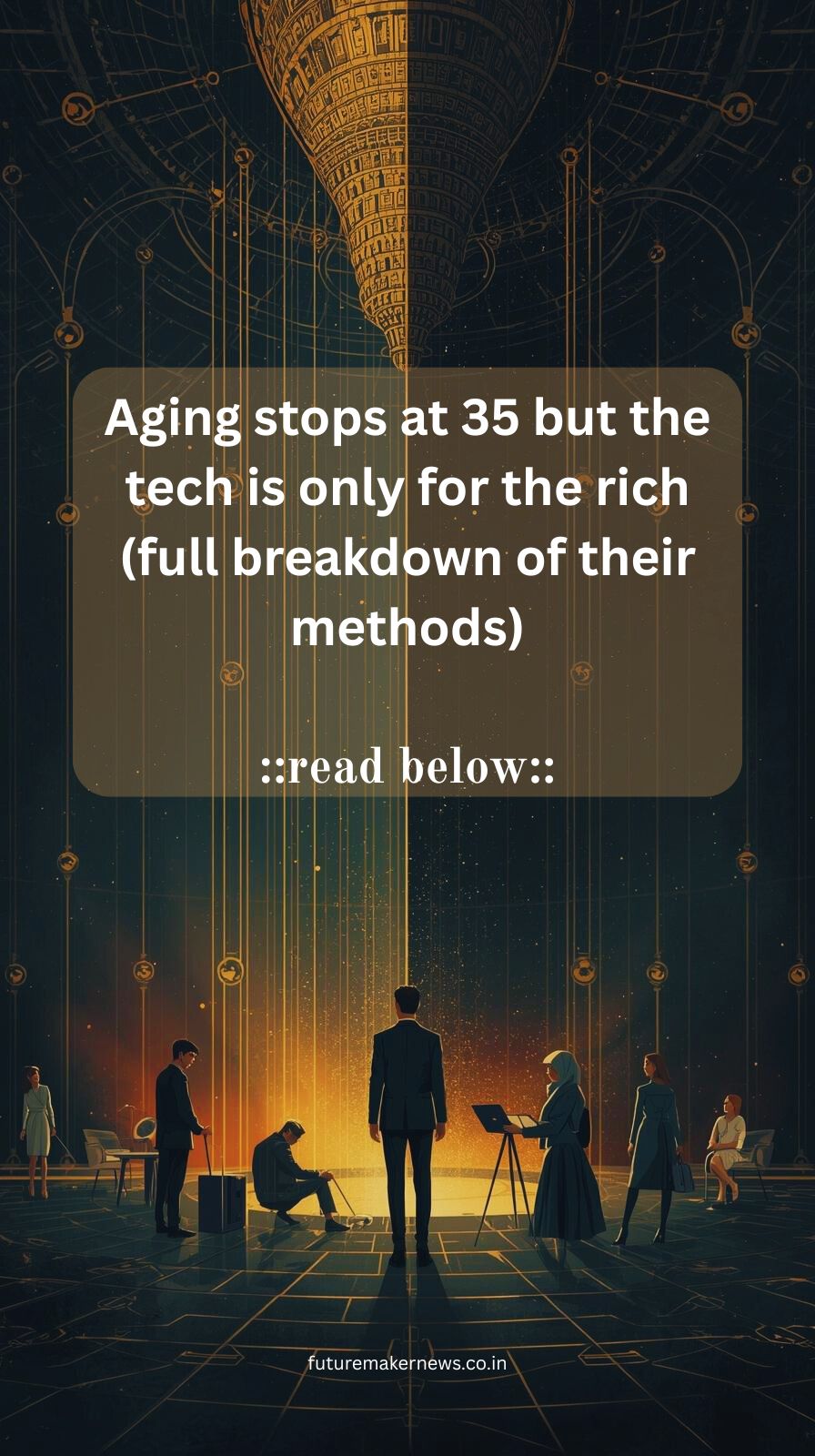 Comparison showing how wealthy individuals use advanced anti-aging technology and longevity science to slow visible aging