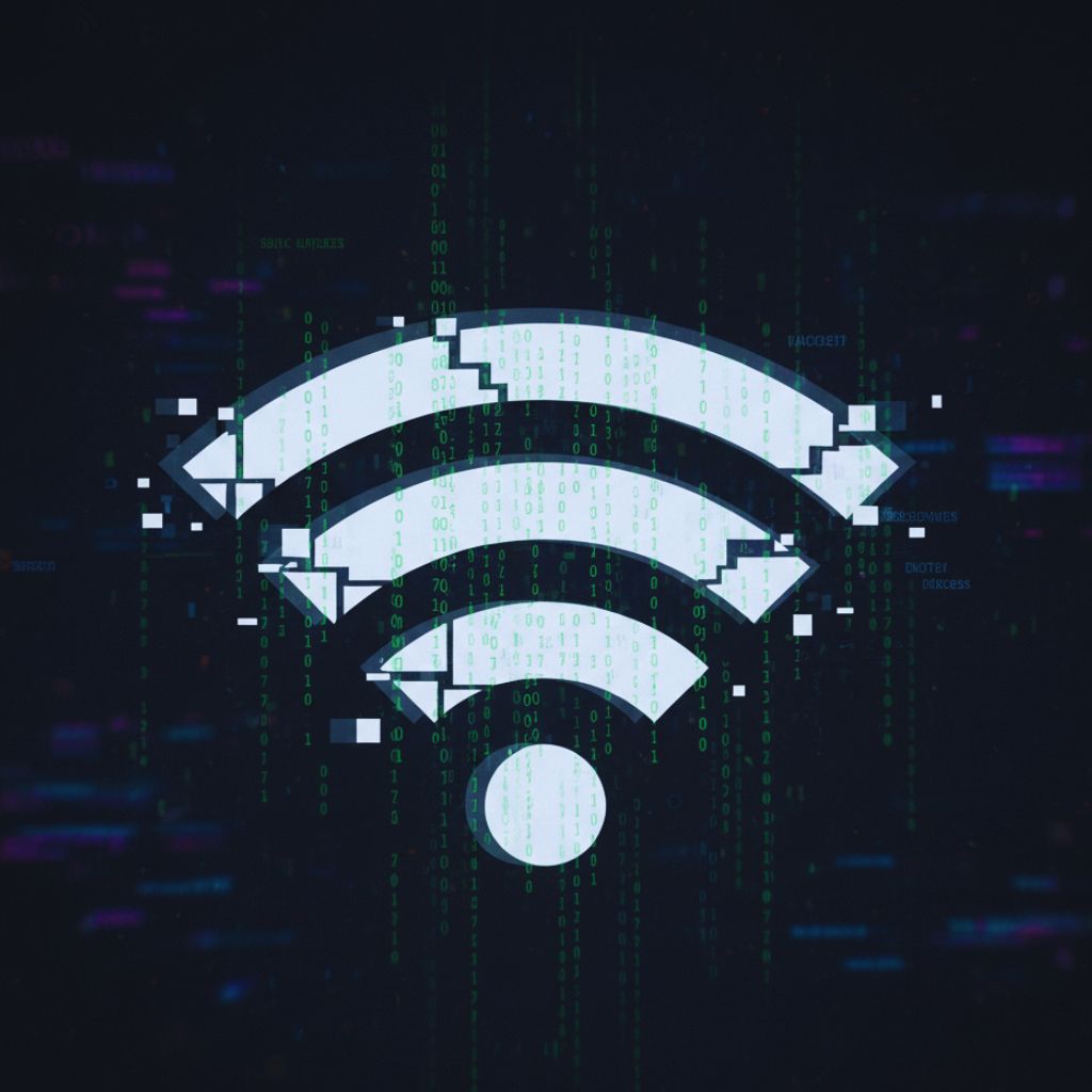 “Network icon stalling with binary code overlay representing hidden processes.”