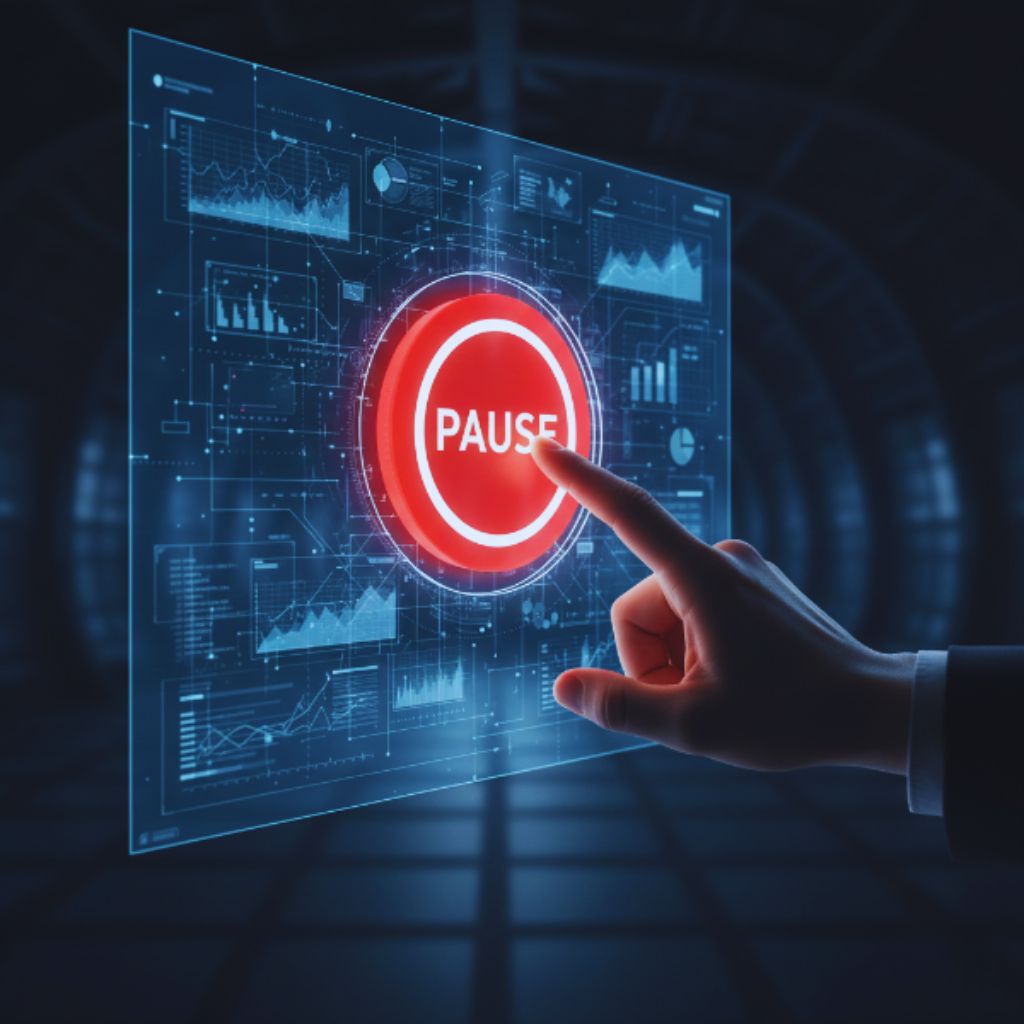 A lawyer calmly writing the legal request sentence on a notepad, representing the strategic pause citizens can use against bureaucracy.