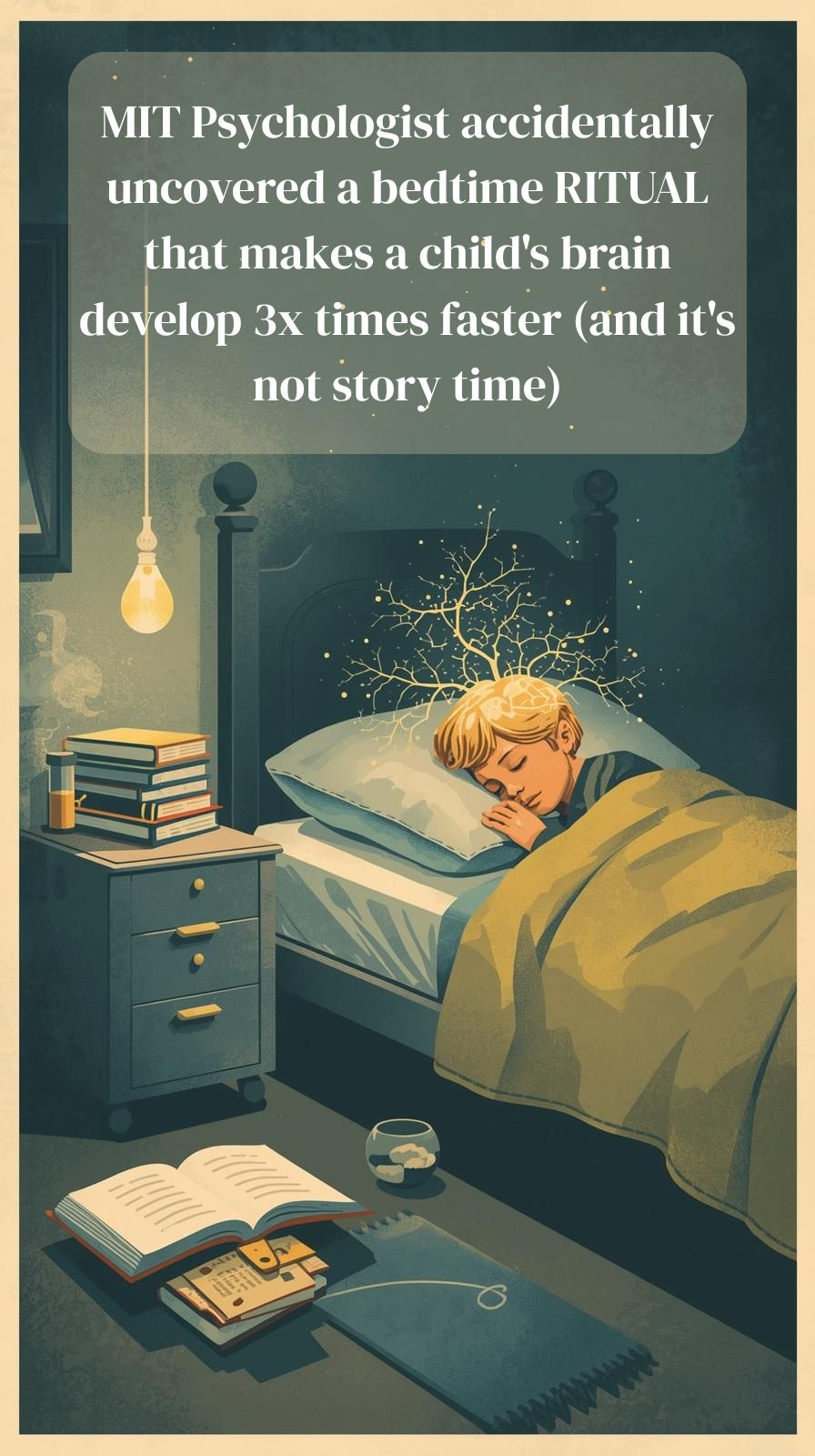 Parent having a calm emotional conversation with their child before bedtime to boost brain development.