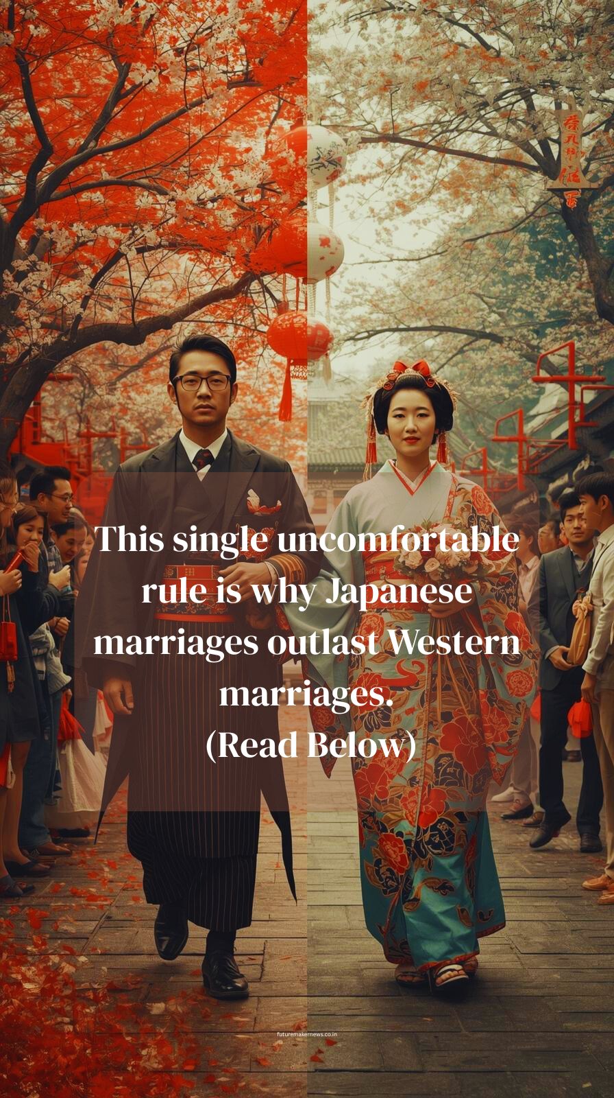 Illustration of a Japanese couple sitting together in calm silence, symbolizing the concept of “ma” — shared silence used to regulate emotions and resolve conflict in long-lasting marriages.