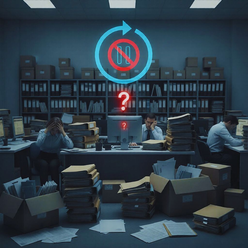 A business owner sitting at his desk examining a penalty notice, demonstrating how legal verification can halt fines and deadlines.
