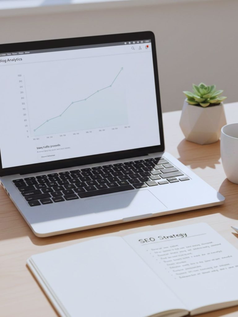 Website analytics showing gradual traffic growth for new blog monetization strategy.