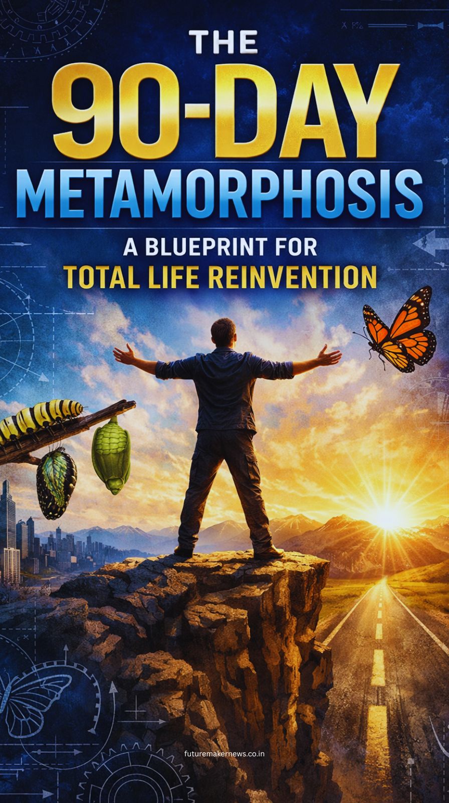 “Three-stage life transformation from distracted and unmotivated to focused growth and finally confident, successful lifestyle—representing a 90-day self-improvement journey.”