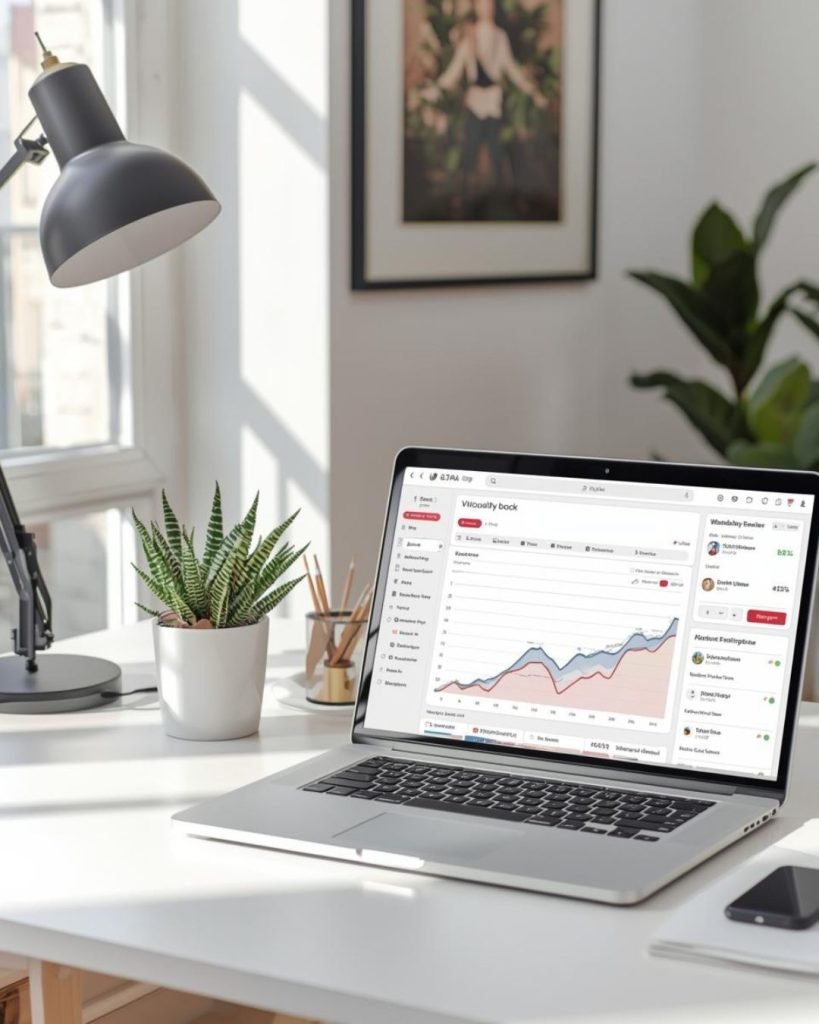 Affiliate marketing dashboard showing earnings growth from digital content.