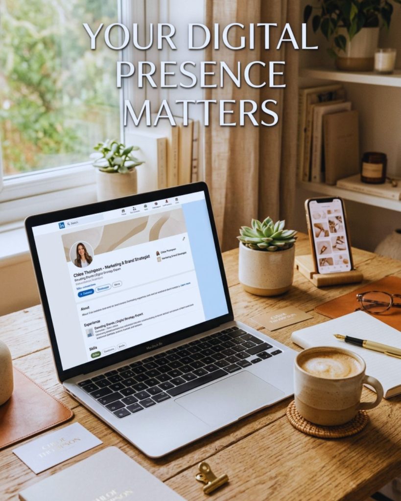 Professional online profile representing strong personal branding and digital confidence.