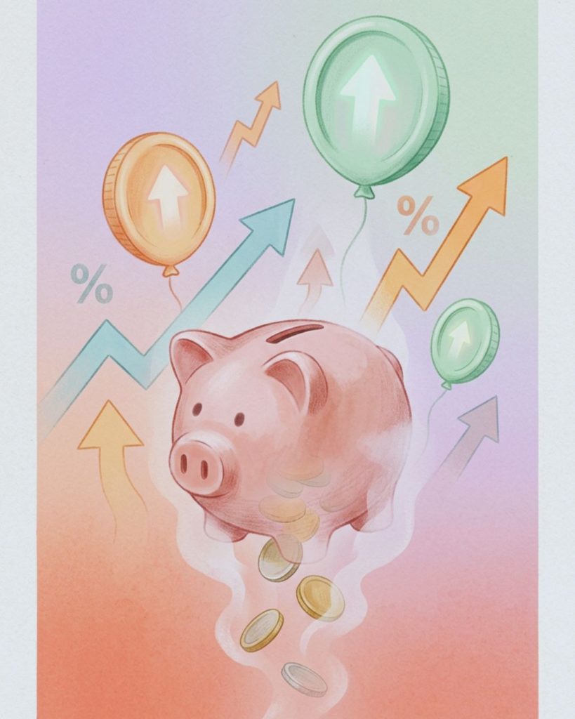 Concept of money losing value due to inflation despite saving habits