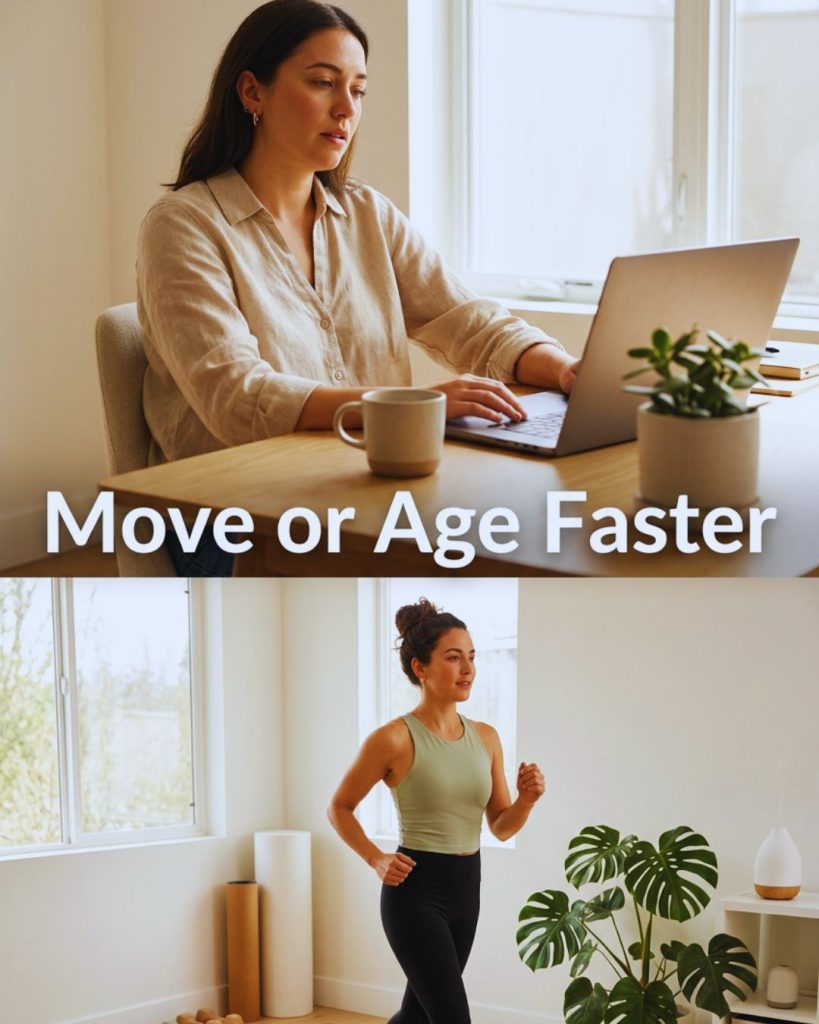 Comparison of sedentary lifestyle versus active movement and its effect on overall aging and health.