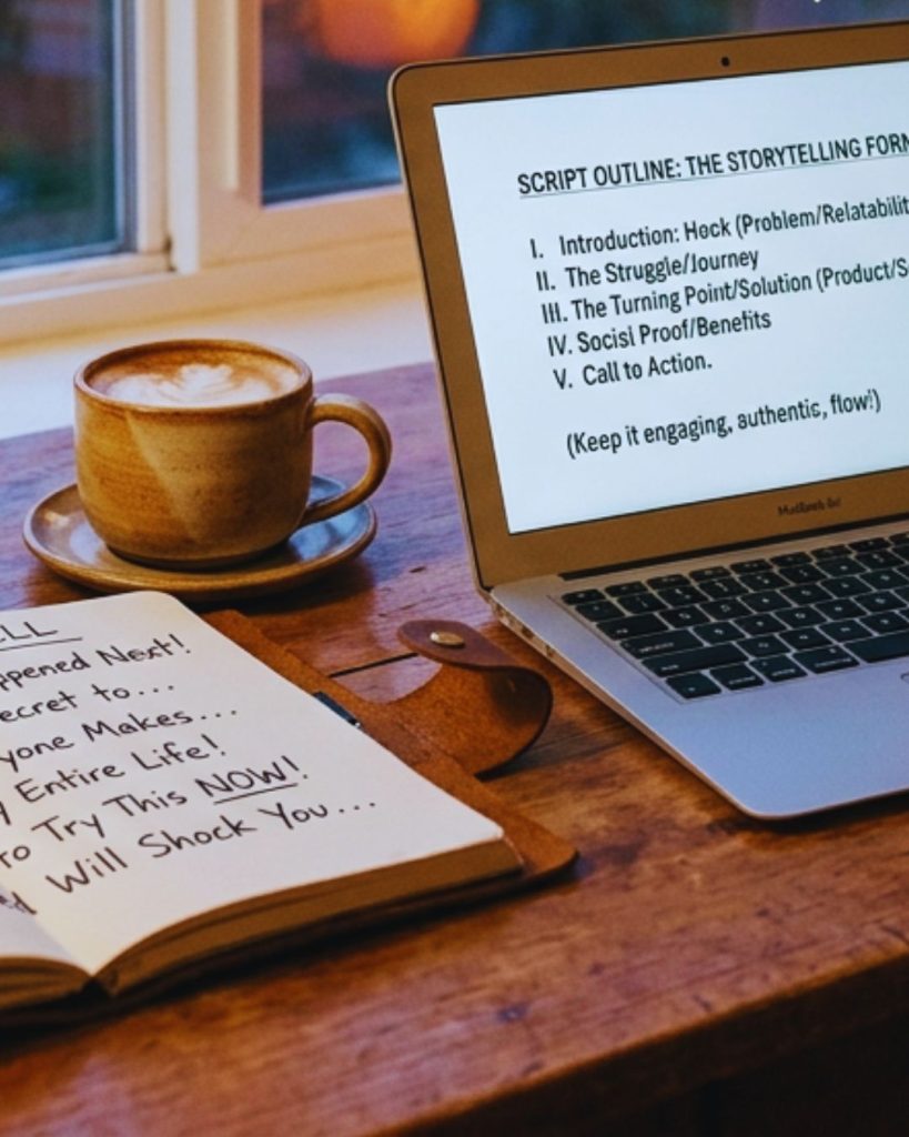 Content creator writing short-form video scripts designed for high engagement and storytelling.