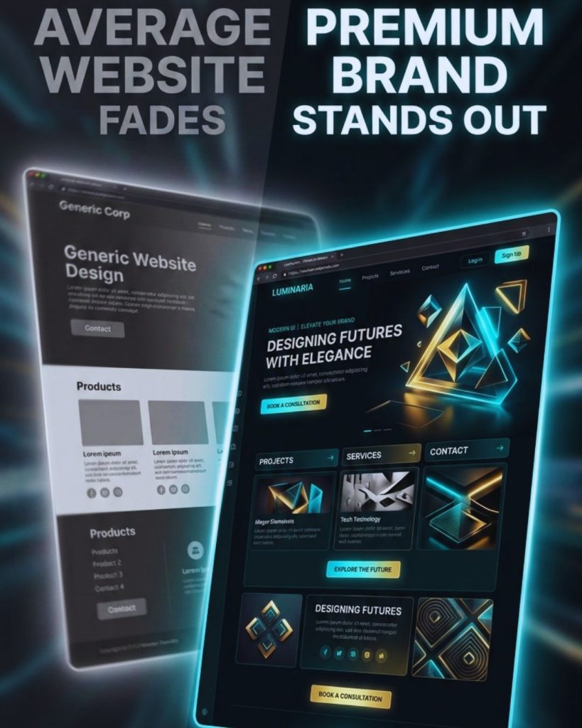 Premium website design standing out among generic websites representing digital branding quality.