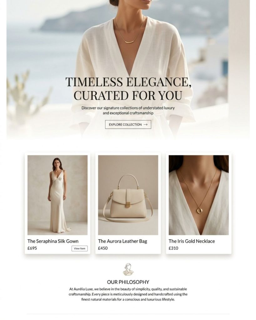 Clean aesthetic website layout representing professionalism and credibility