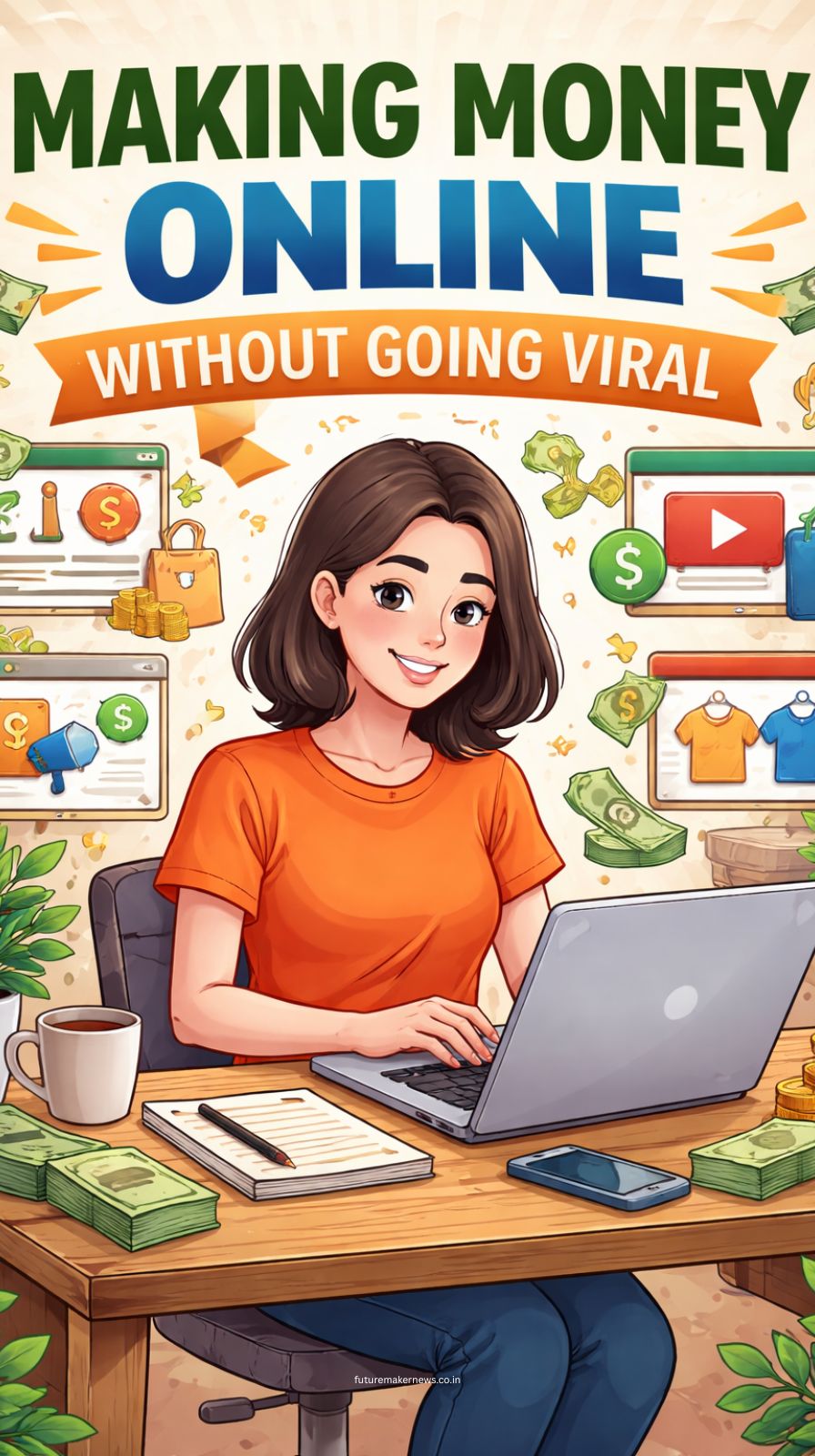 Comparison of viral social media chaos versus steady passive income from search traffic