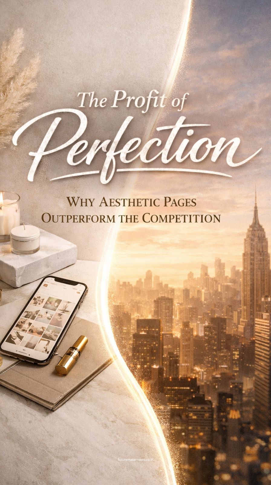 Minimalist luxury workspace showing an aesthetic website design on a laptop representing high-converting branding