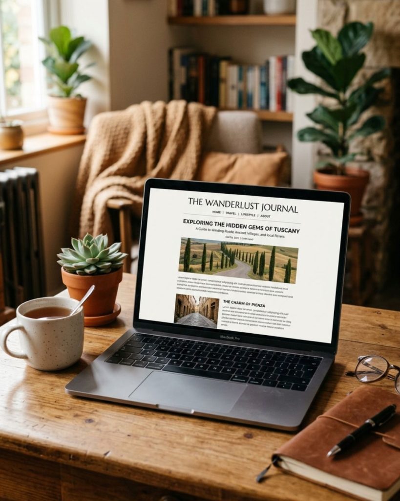 Optimized blog post layout on laptop designed for user engagement and SEO