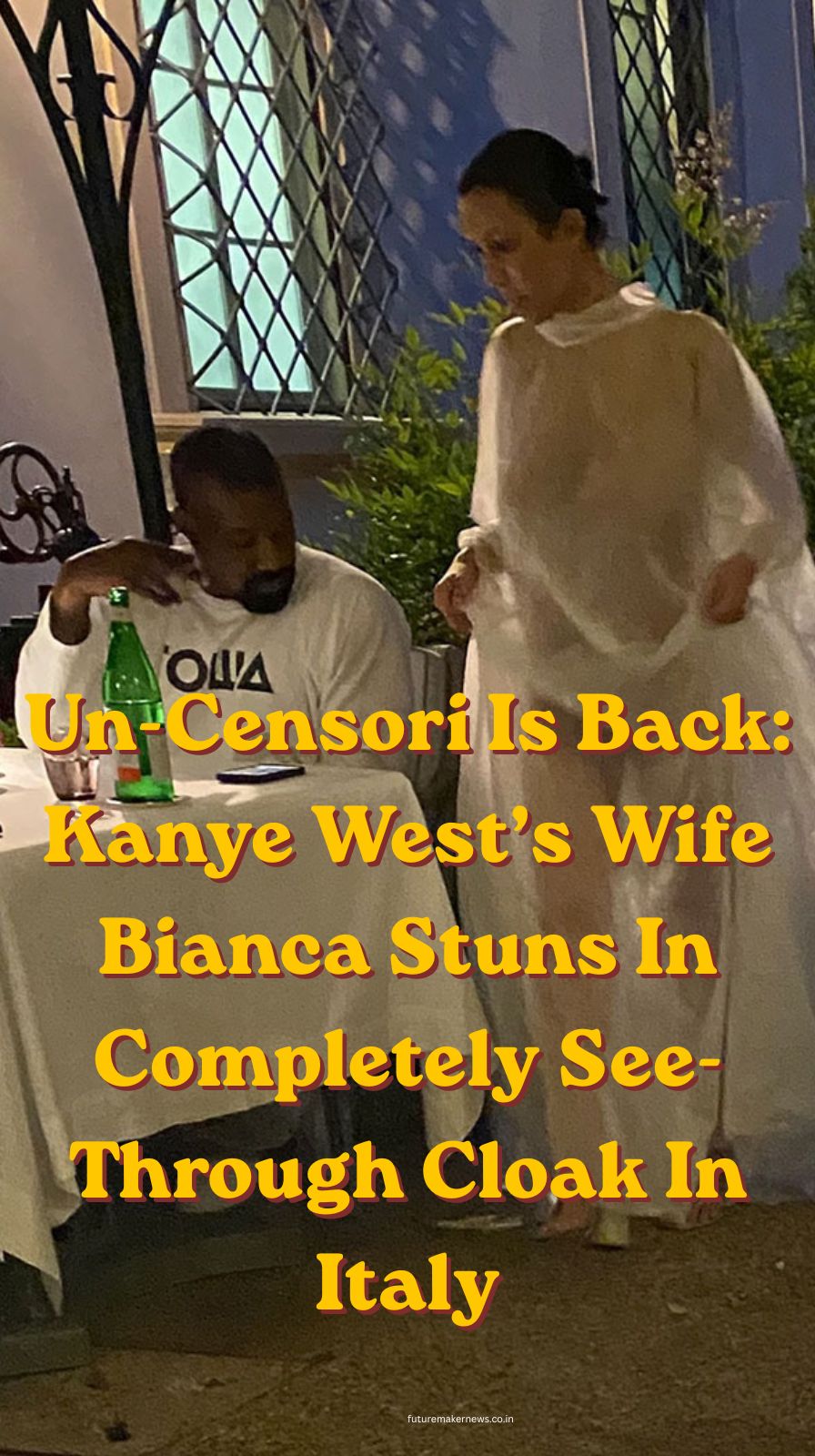 Fashion-forward woman in sheer cloak walking through Florence Italy with historic buildings in background