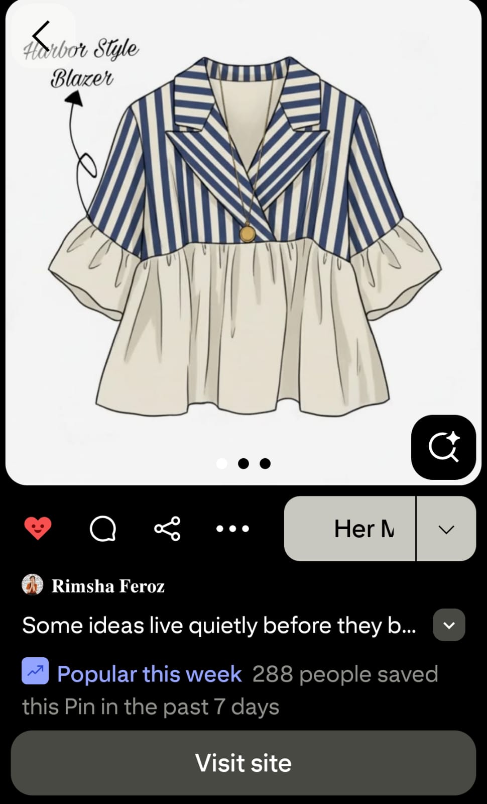 Rimsha Feroz Pinterest fashion concept Harbor Style Blazer popular pin 288 saves